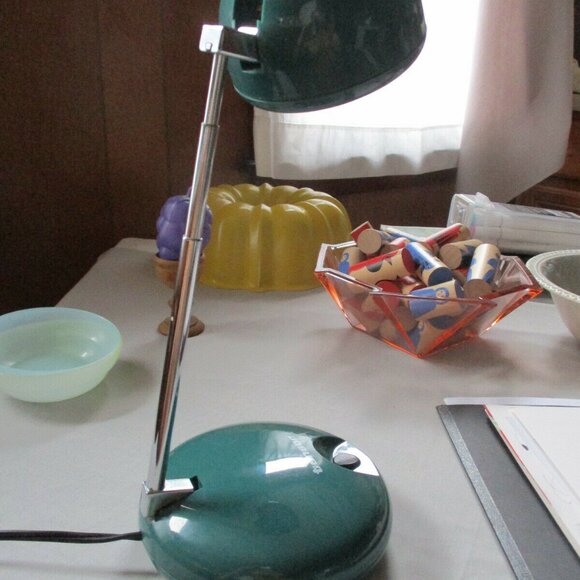 Vintage 90's Mid Century Look Tensor Atomic Eyeball Lamp Light Avocado BlueGreen - Picture 3 of 6